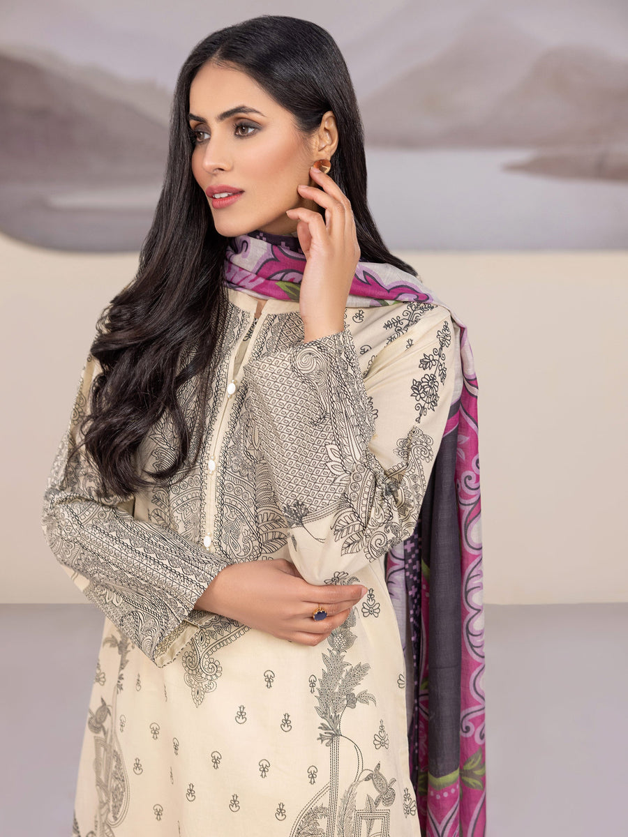 Limelight Summer Unstitched Printed Lawn 2Pc Suit U3344 Beige