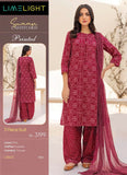 Limelight Summer Unstitched Printed Lawn 3Pc Suit U3412 Red