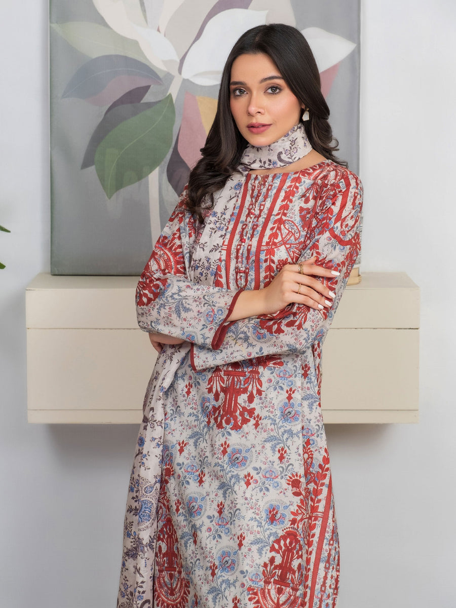 Limelight Summer Unstitched Printed Lawn 3Pc Suit U3475 Orange
