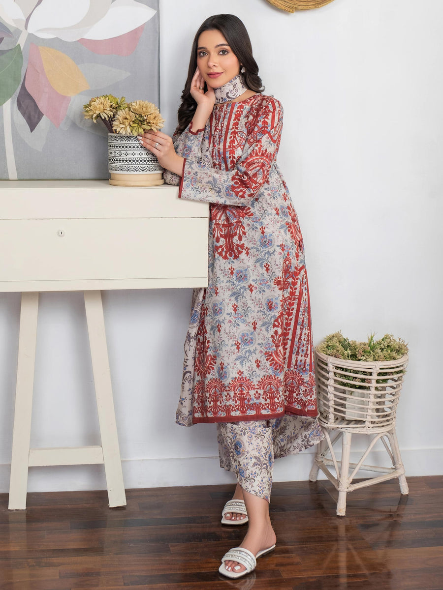 Limelight Summer Unstitched Printed Lawn 3Pc Suit U3475 Orange