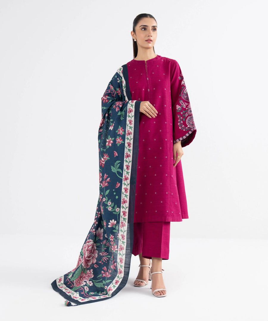 Sapphire Embroidered Khaddar Unstitched 3Pc Suit U3PEDY25V910