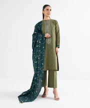 Sapphire Embroidered Cross Hatch Unstitched 3Pc Suit U3PEST25V918