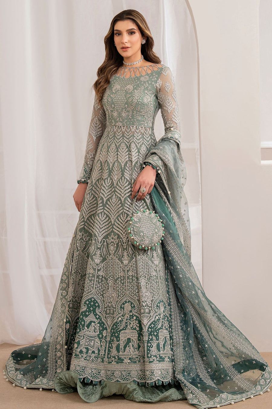 Jazmin Wedding Formal Embroidered Chiffon Unstitched 3Pc Suit UC-3026