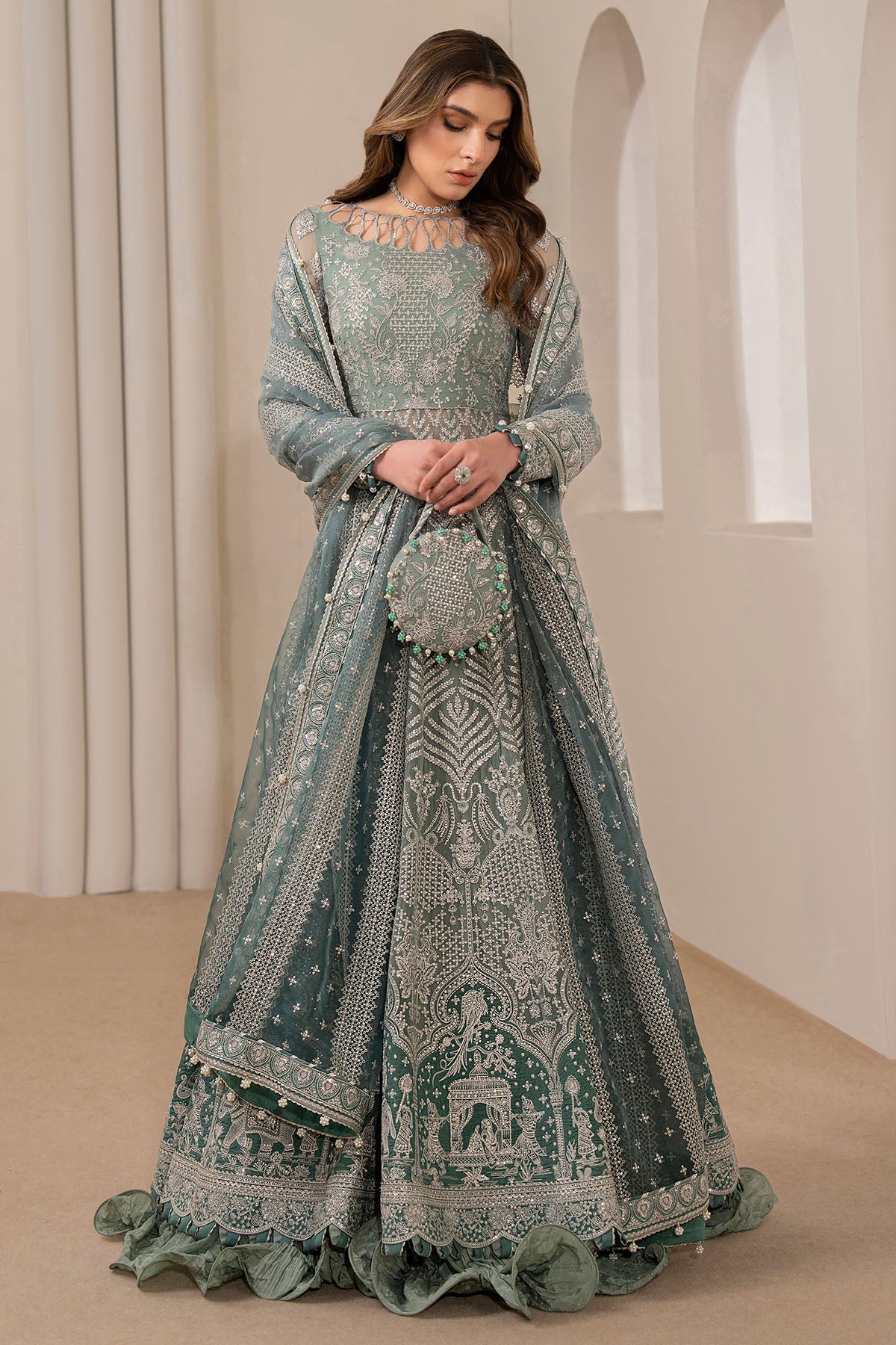Jazmin Wedding Formal Embroidered Chiffon Unstitched 3Pc Suit UC-3026