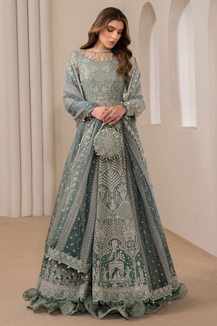 Jazmin Wedding Formal Embroidered Chiffon Unstitched 3Pc Suit UC-3026