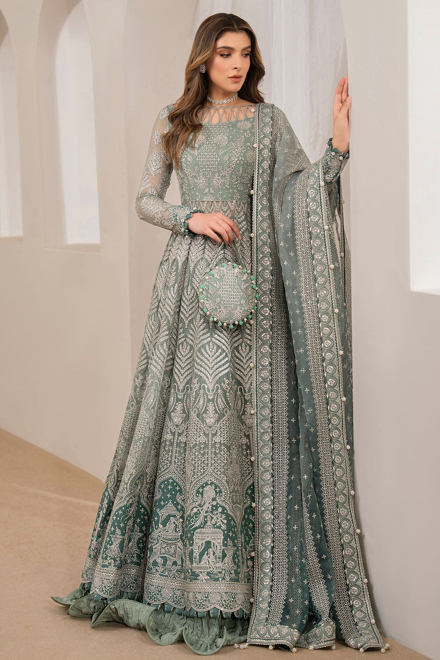 Jazmin Wedding Formal Embroidered Chiffon Unstitched 3Pc Suit UC-3026
