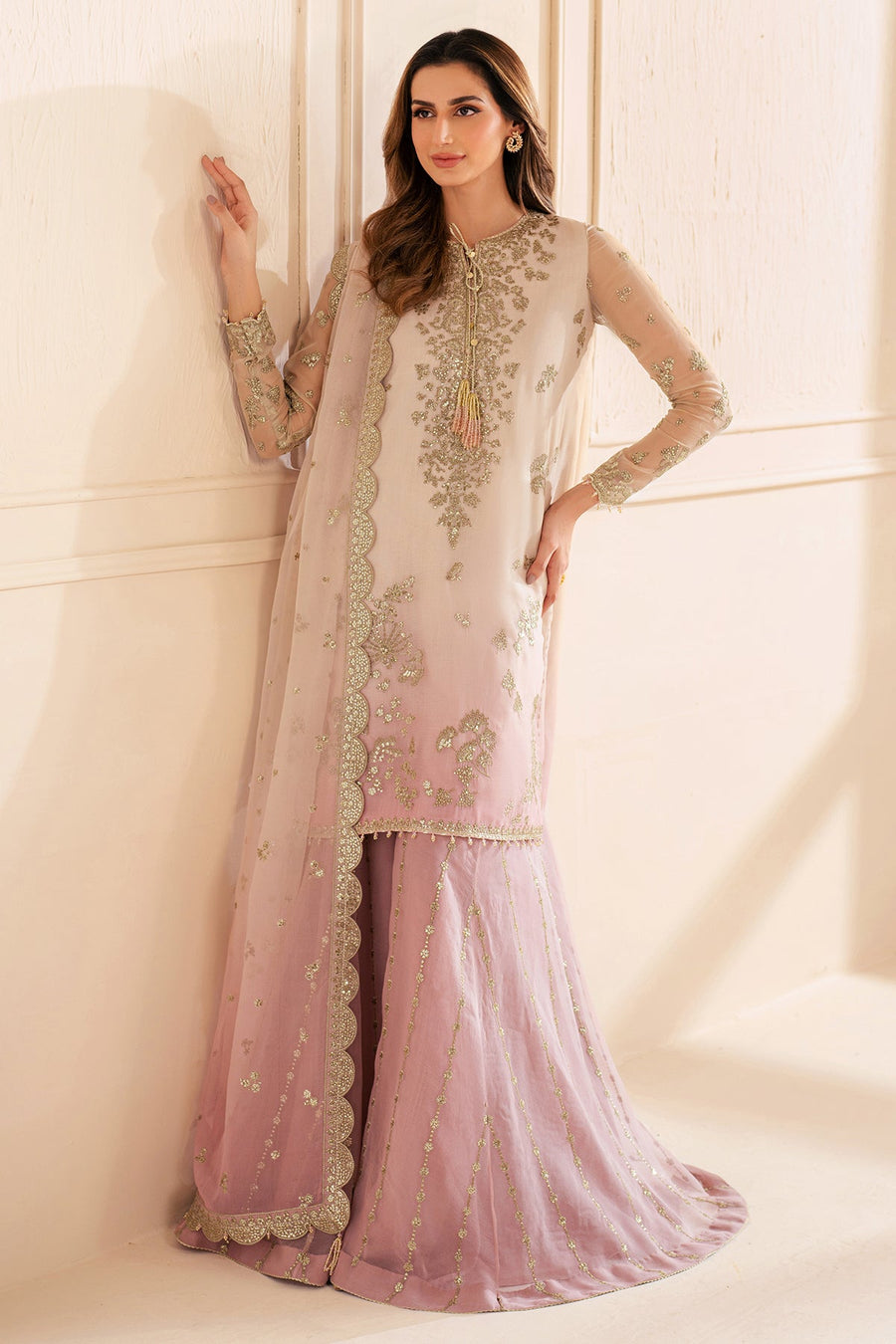 Jazmin Wedding Formal Embroidered Chiffon Unstitched 3Pc Suit UC-3067