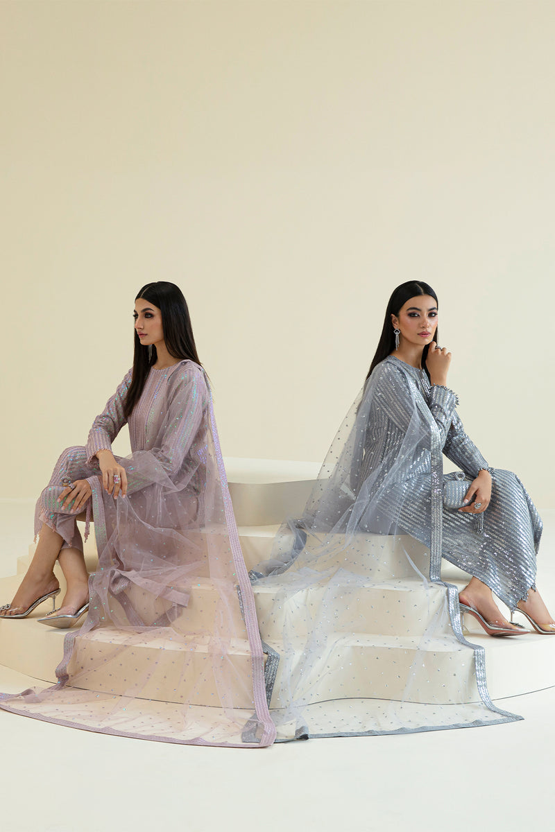 Baroque Exclusive Formal Embroidered Sequence Net Unstitched 3Pc UF-383