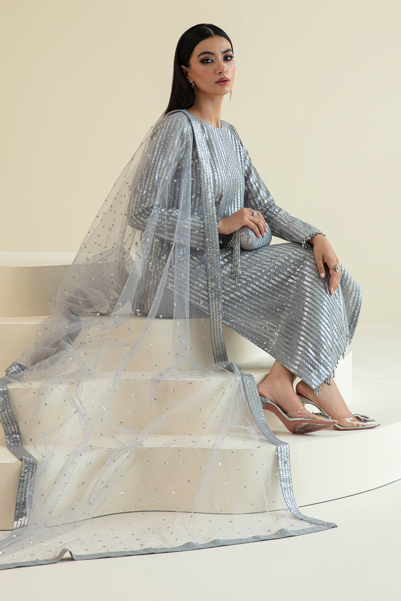 Baroque Exclusive Formal Embroidered Sequence Net Unstitched 3Pc UF-383