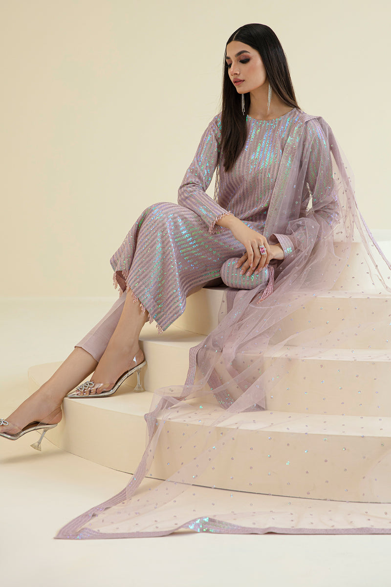 Baroque Exclusive Formal Embroidered Sequence Net Unstitched 3Pc UF-384