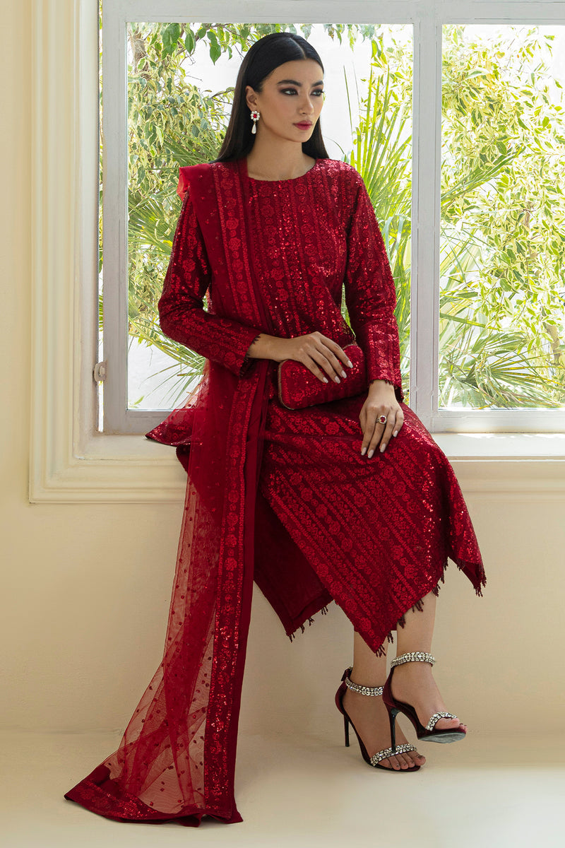 Baroque Exclusive Formal Embroidered Sequence Net Unstitched 3Pc UF-385