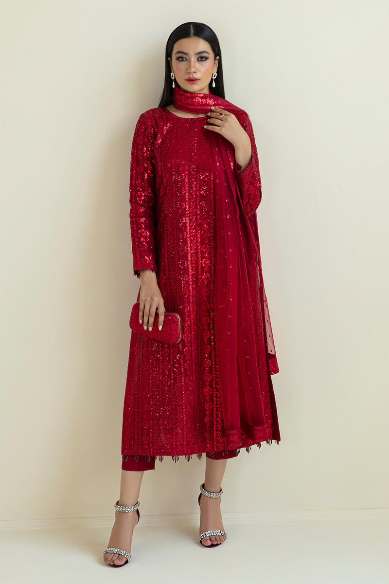 Baroque Exclusive Formal Embroidered Sequence Net Unstitched 3Pc UF-385