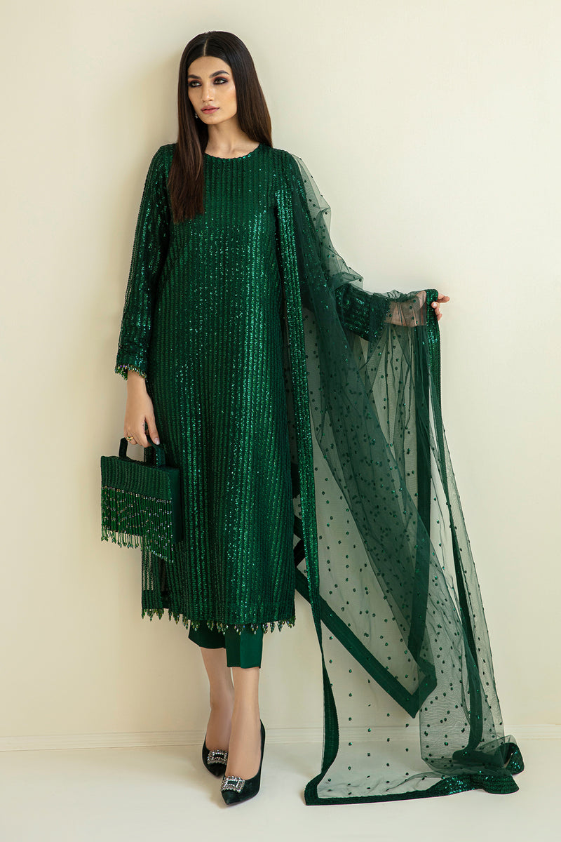 Baroque Exclusive Formal Embroidered Sequence Net Unstitched 3Pc UF-386