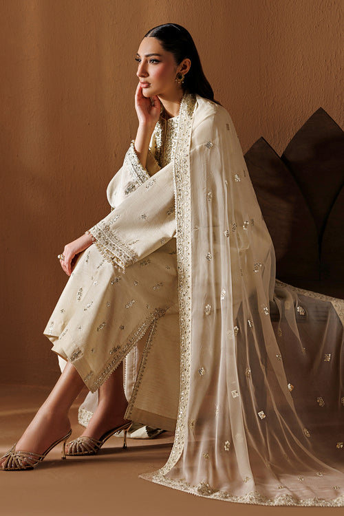Baroque Exclusive Formal Embroidered Raw Silk Unstitched 3Pc Suit UF-4434