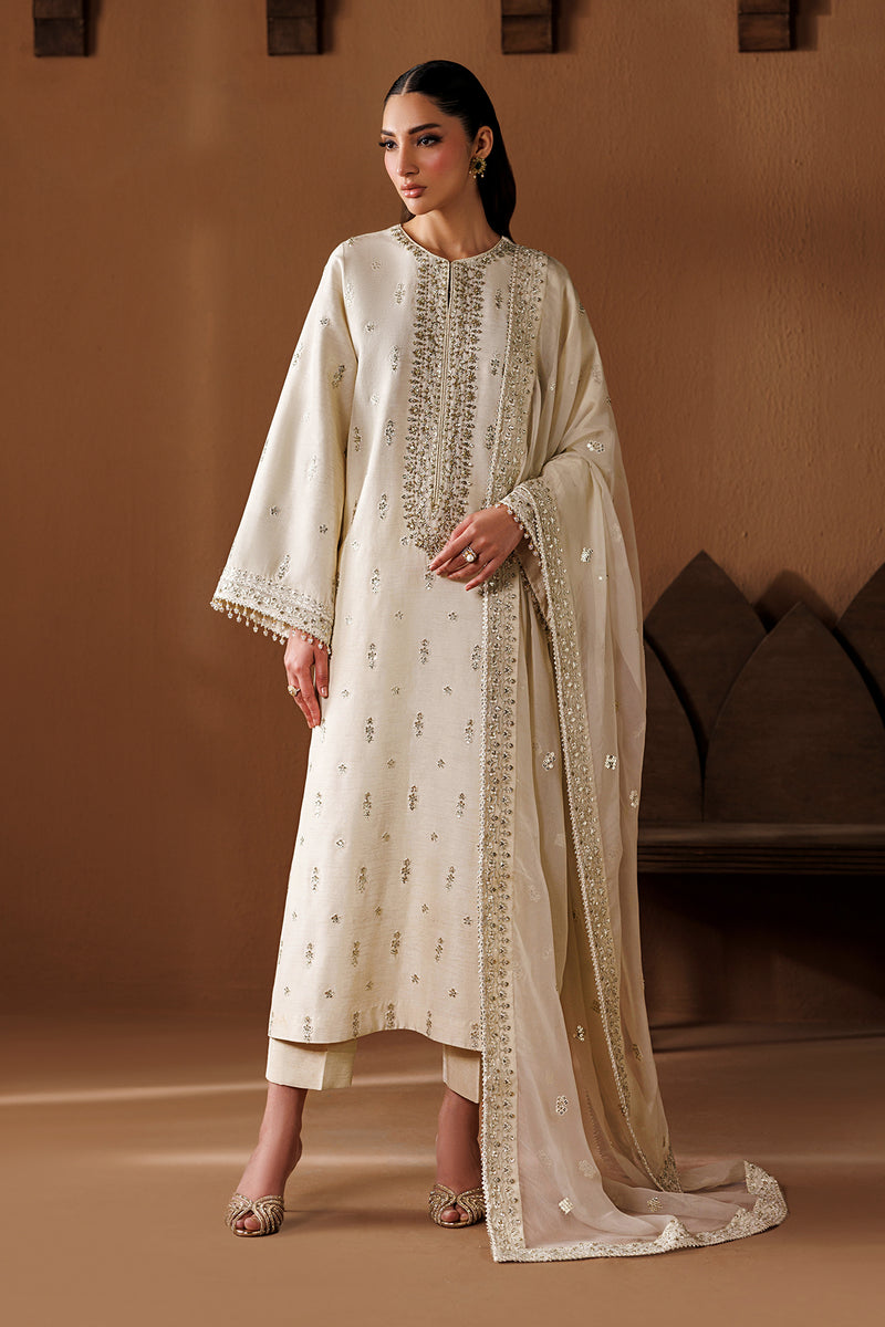 Baroque Exclusive Formal Embroidered Raw Silk Unstitched 3Pc Suit UF-4434