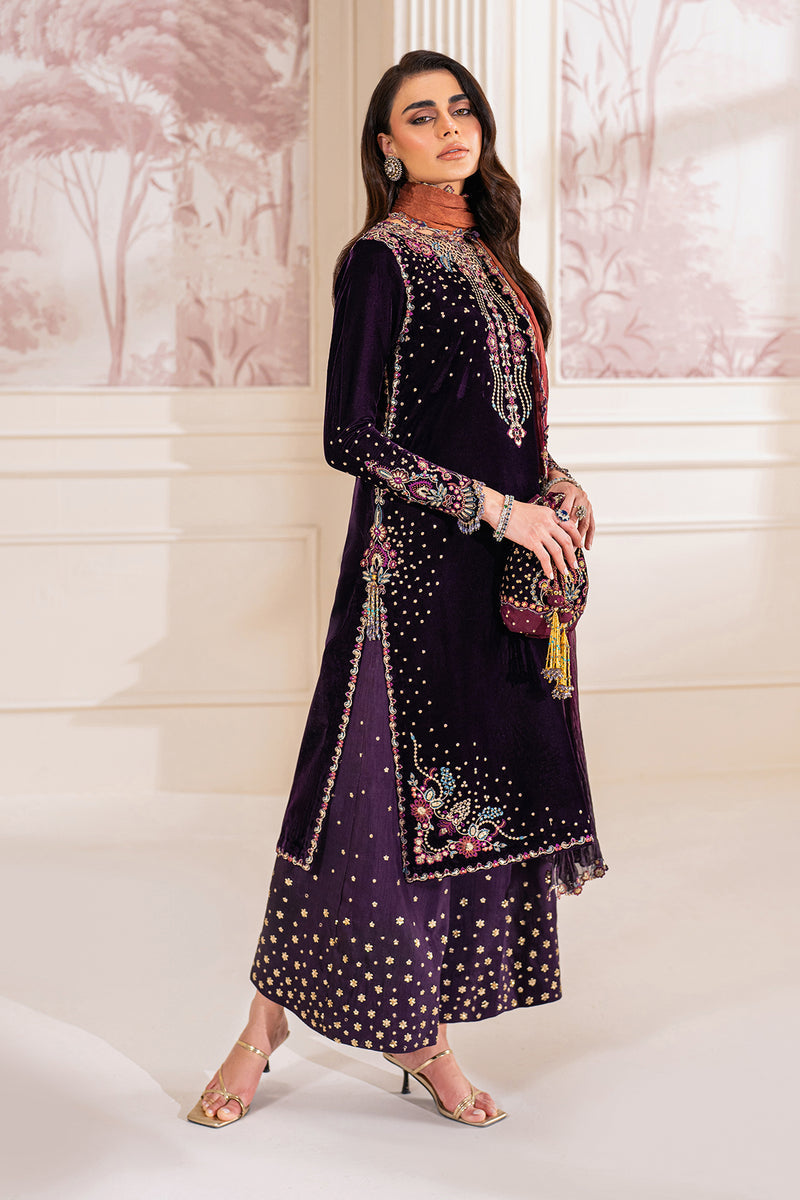 Baroque Exclusive Formal Embroidered Velvet Unstitched 3Pc Suit UF-748