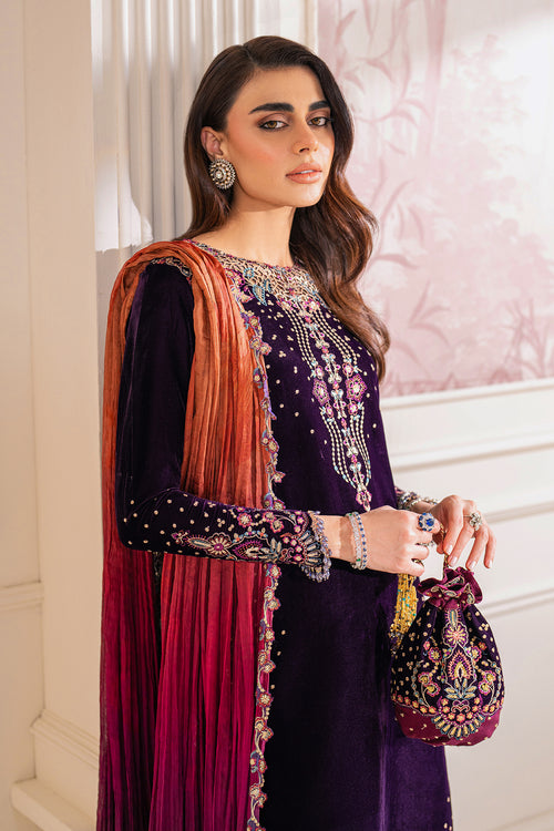 Baroque Exclusive Formal Embroidered Velvet Unstitched 3Pc Suit UF-748