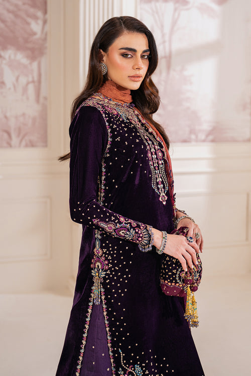Baroque Exclusive Formal Embroidered Velvet Unstitched 3Pc Suit UF-748