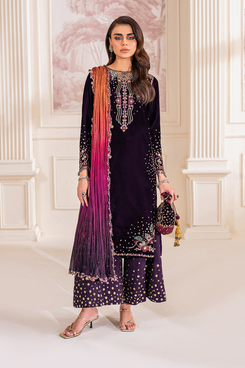 Baroque Exclusive Formal Embroidered Velvet Unstitched 3Pc Suit UF-748