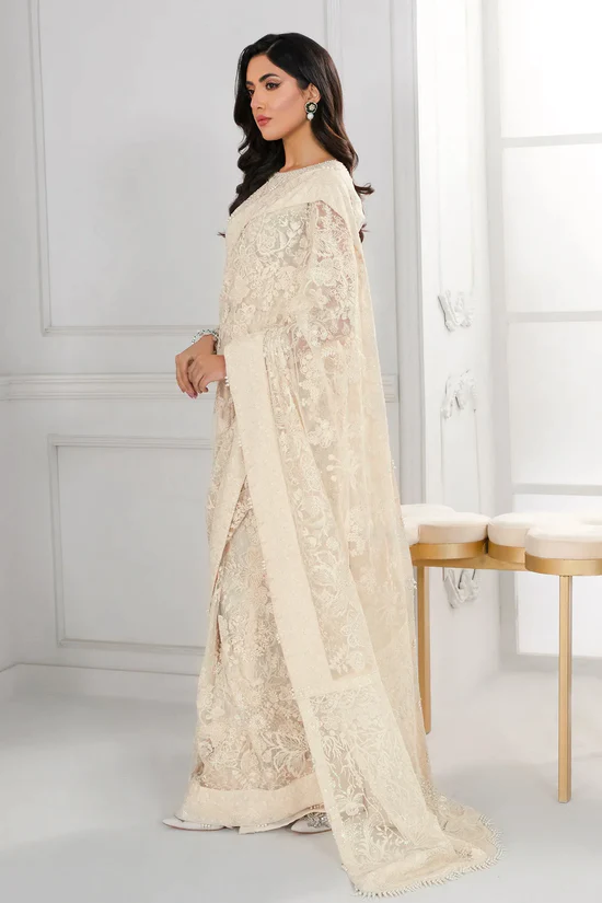 Baroque Chantelle Embroidered Luxury Net Unstitched Saree D-287