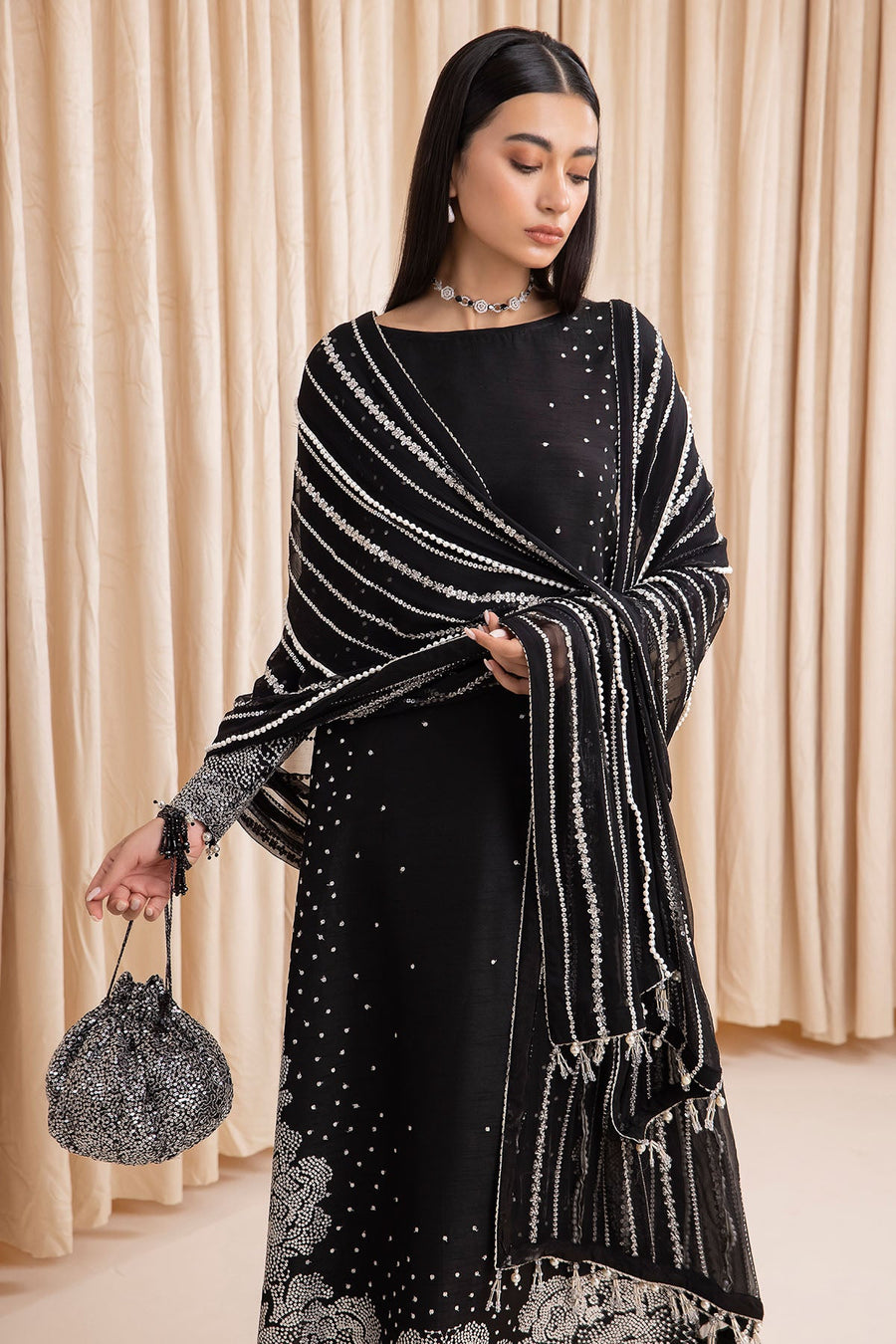 Jazmin Embroidered Korean Raw Silk Unstitched 3Pc Suit UR-7001
