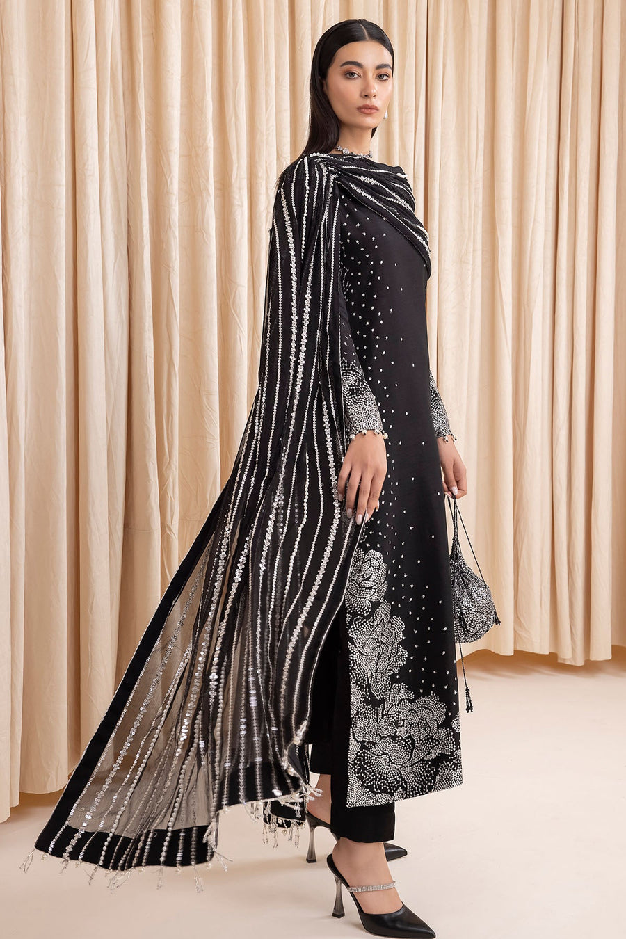 Jazmin Embroidered Korean Raw Silk Unstitched 3Pc Suit UR-7001