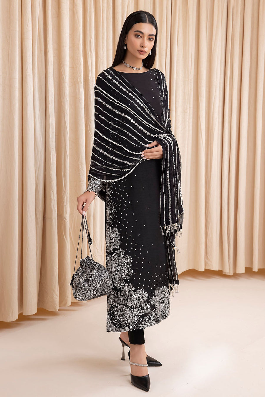 Jazmin Embroidered Korean Raw Silk Unstitched 3Pc Suit UR-7001