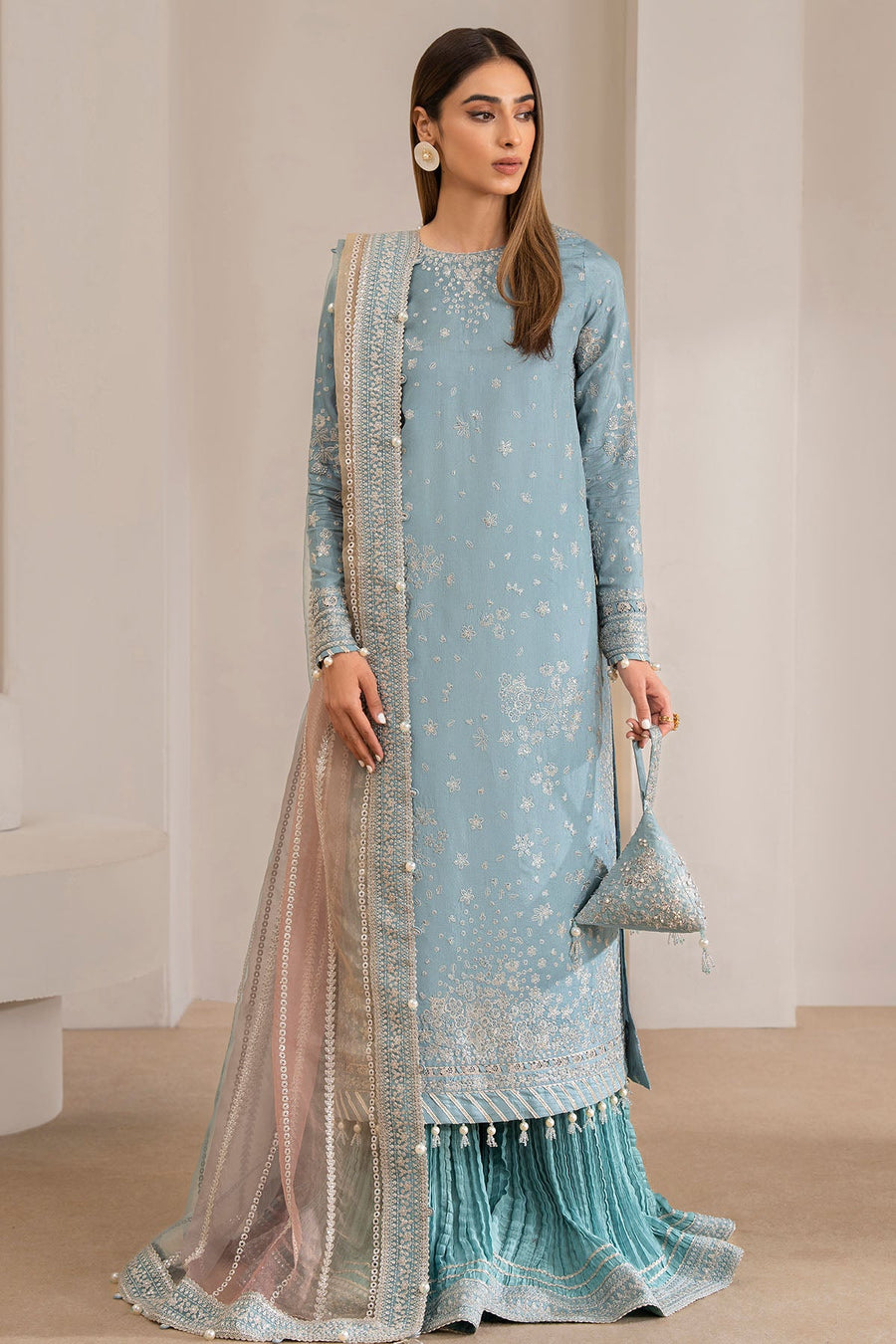 Jazmin Wedding Formal Embroidered Raw Silk Unstitched 3Pc Suit UR-7013