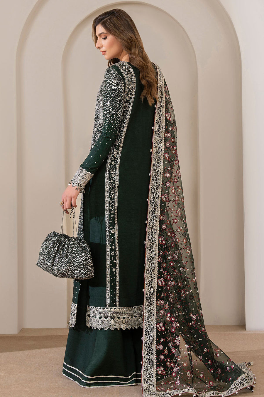 Jazmin Wedding Formal Embroidered Raw Silk Unstitched 3Pc Suit UR-7014