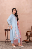La Rosaa Embroidered Cotton Stitched 3Pc Suit - Skyla
