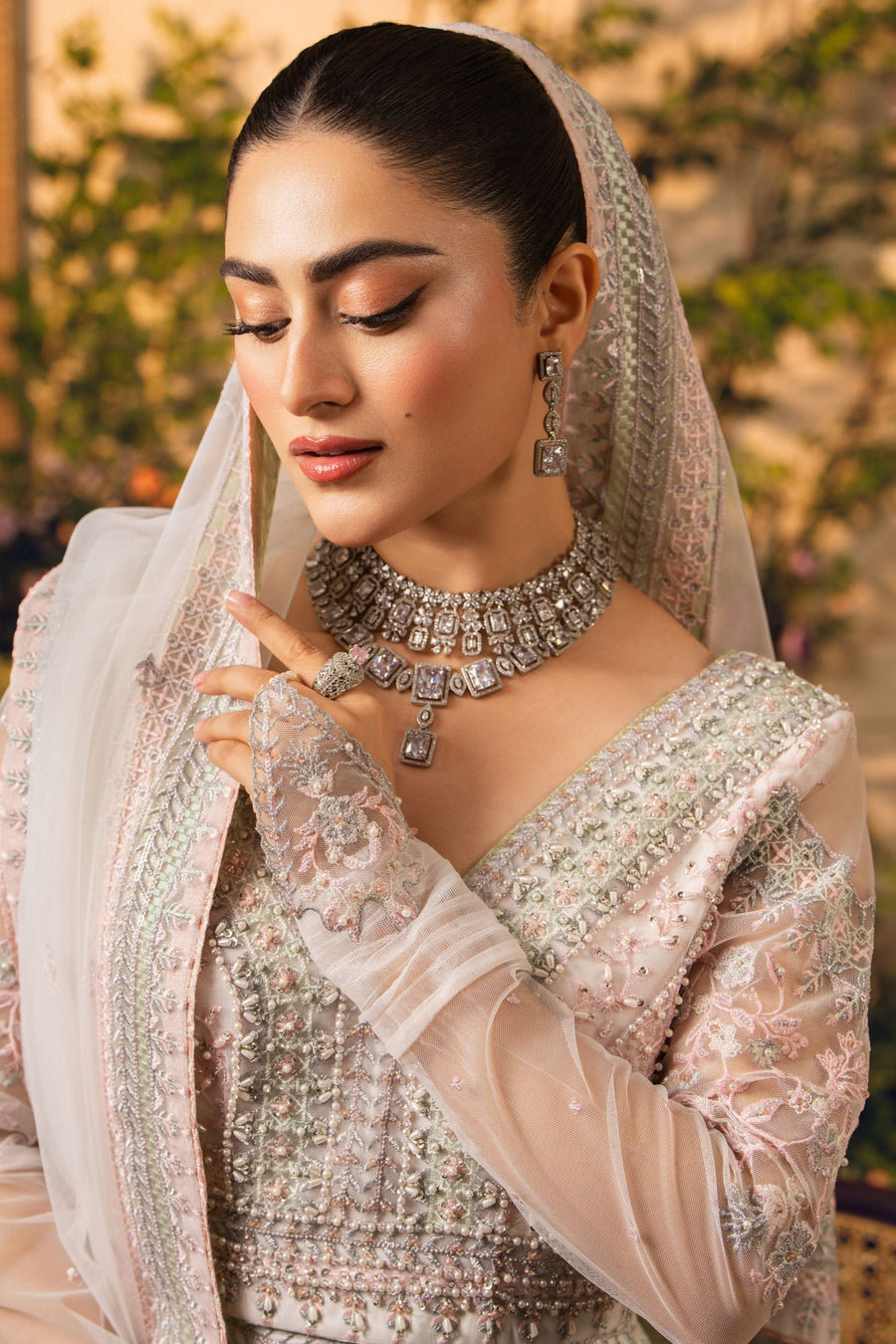 Hemstitch Festive Embroidered Net Unstitched 3Pc Suit - Zirah
