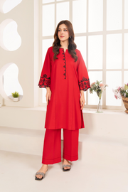 La Rosaa Akgalleria Stitched Cotton Lawn 2Pc Suit - Ruby