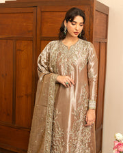 Mushq Sunehri Ramsha Edit Lama Silk Stitched 3Pc Suit - Uswah