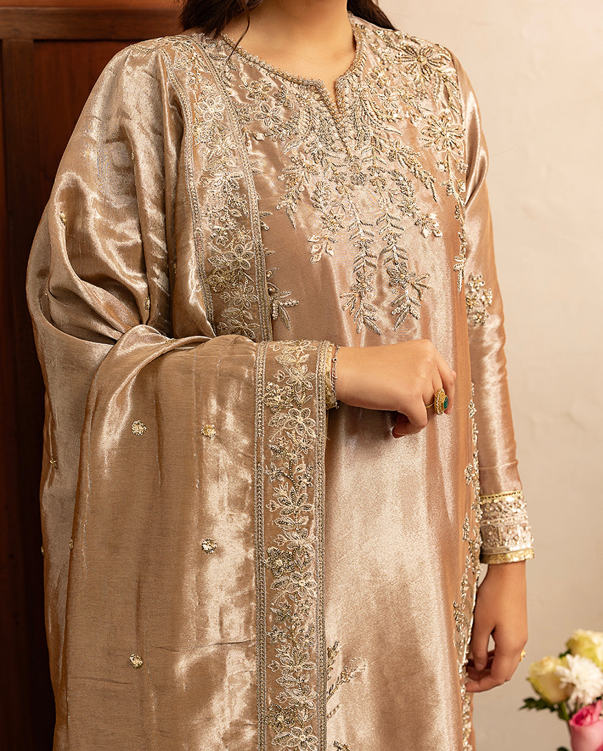 Mushq Sunehri Ramsha Edit Lama Silk Stitched 3Pc Suit - Uswah