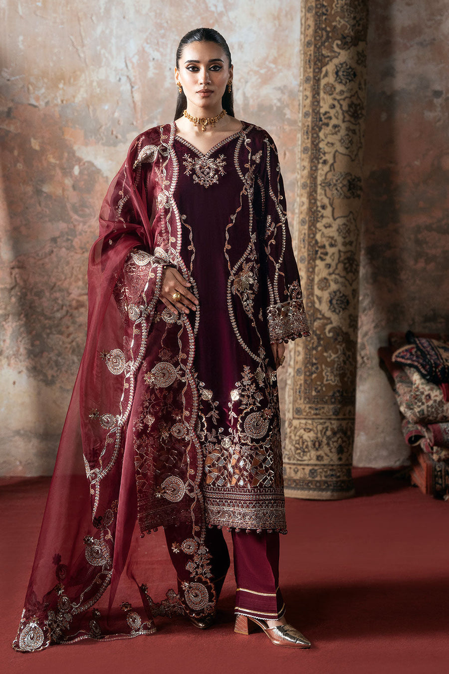 Ramsha Velvet Vol-07 Unstitched Embroidered 3Pc Suit V-701