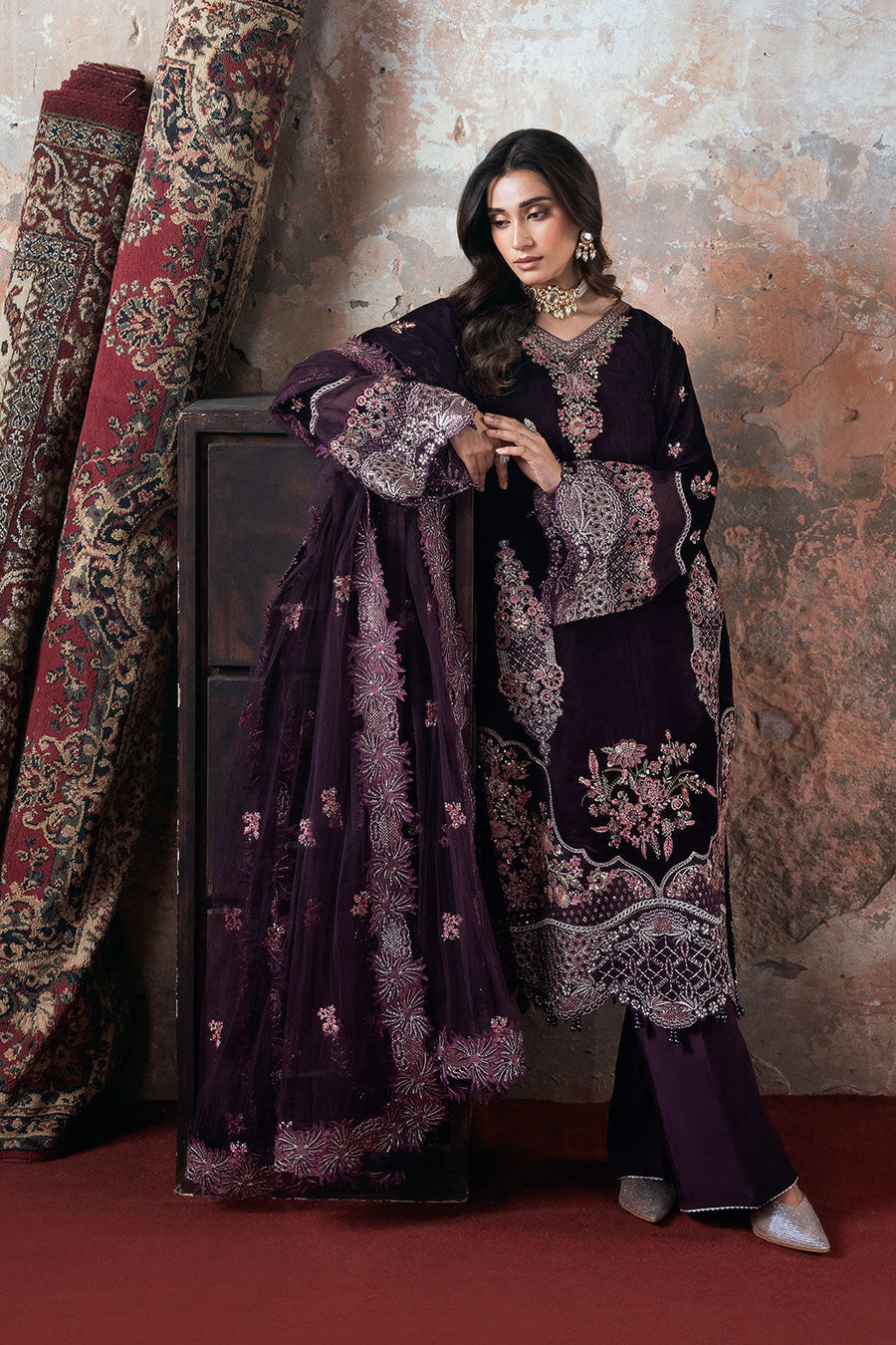 Ramsha Velvet Vol-07 Unstitched Embroidered 3Pc Suit V-704