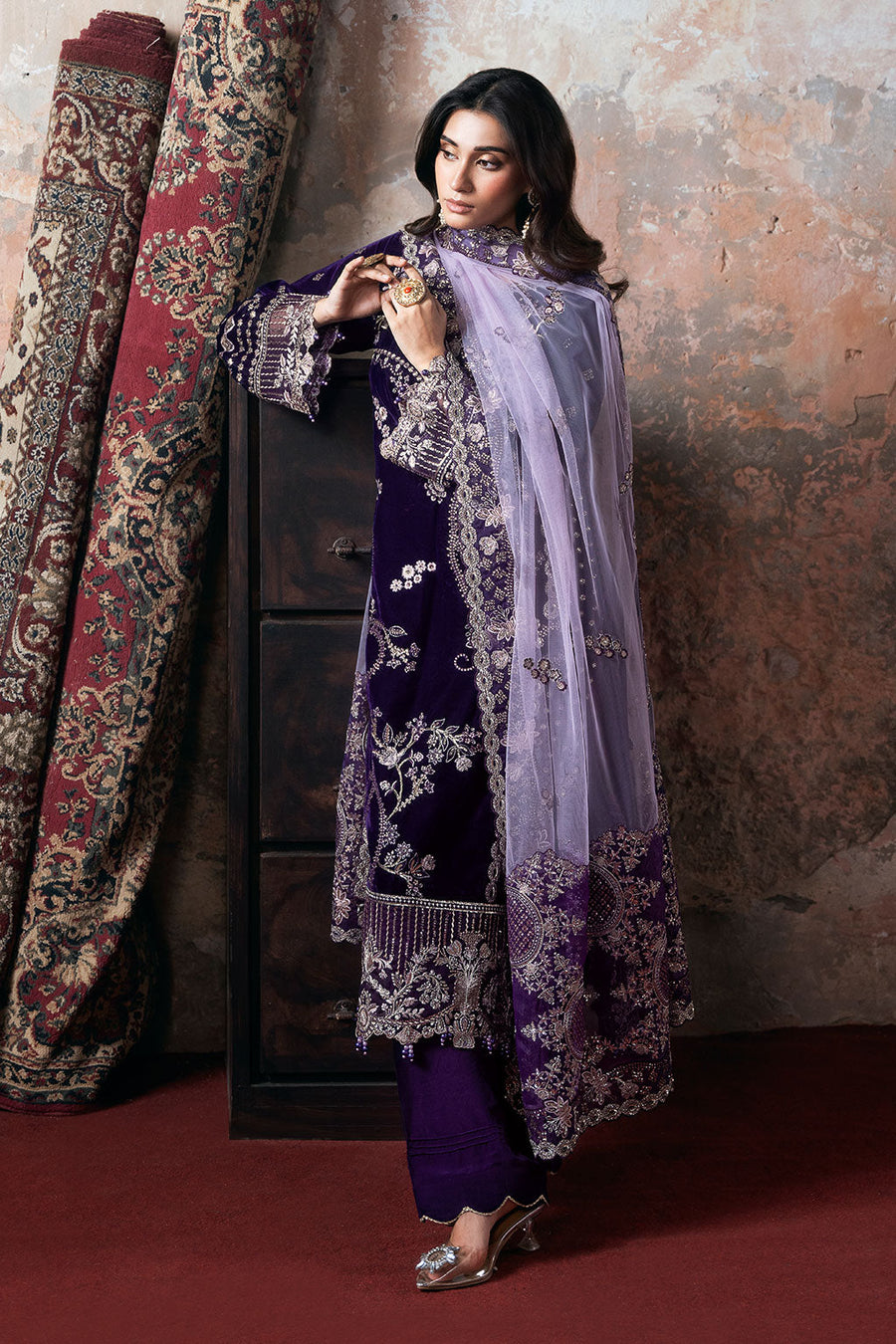 Ramsha Velvet Vol-07 Unstitched Embroidered 3Pc Suit V-708