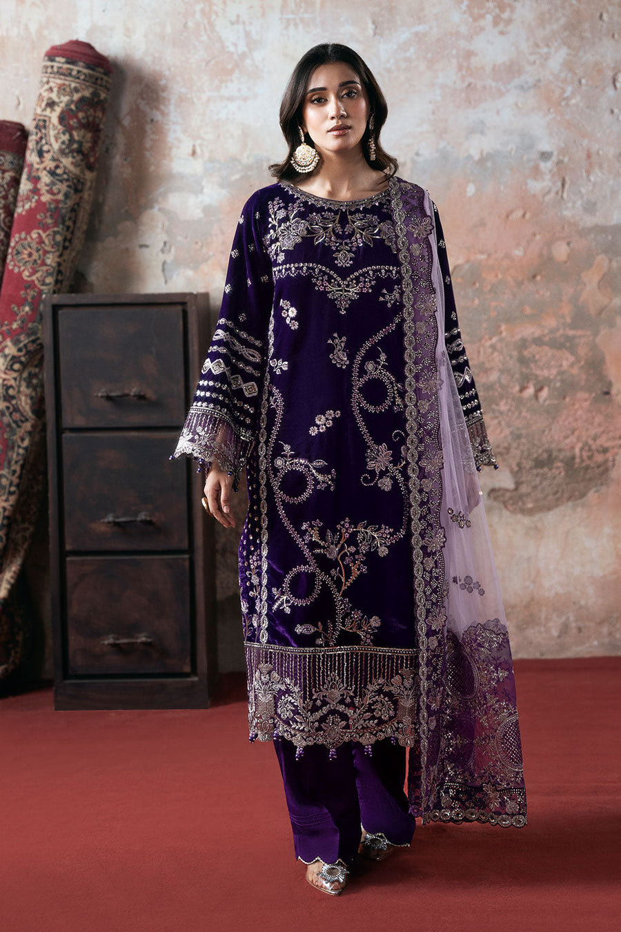 Ramsha Velvet Vol-07 Unstitched Embroidered 3Pc Suit V-708