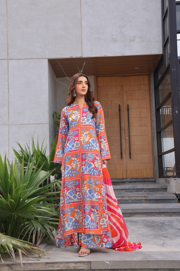 Feathers Whisper Winds Unstitched Printed Lawn 3Pc Suit VARIZEN-FT486