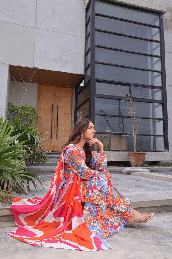 Feathers Whisper Winds Unstitched Printed Lawn 3Pc Suit VARIZEN-FT486