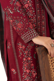 Feathers Fully Embroidered Dhanak Unstitched 3Pc Suit VELFROST-FT549