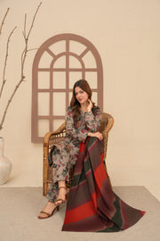 Feathers Digital Printed Dhanak Unstitched 3Pc Suit VELIE-FT635