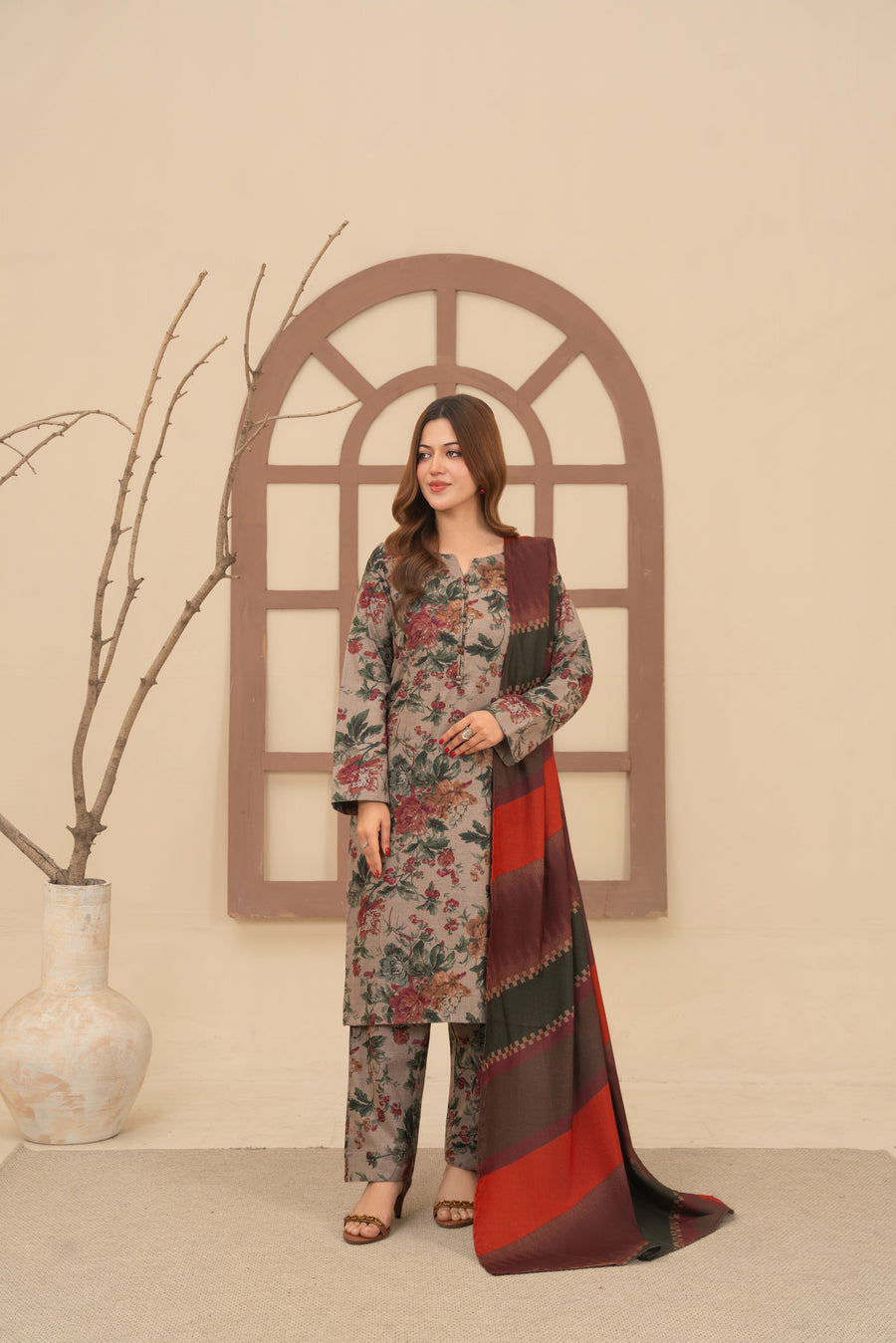 Feathers Digital Printed Dhanak Unstitched 3Pc Suit VELIE-FT635