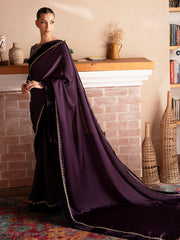 Faiza Faisal Solene Embroidered Velvet Unstitched Saree - VELORA