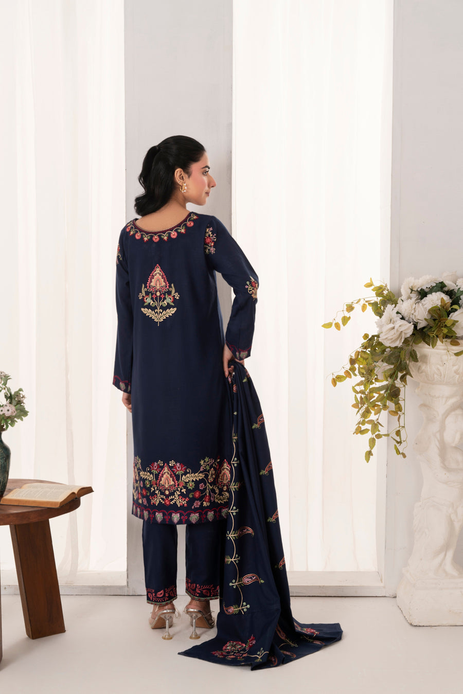 Feathers Fully Embroidered Dhanak Unstitched 3Pc Suit VELREN-FT545
