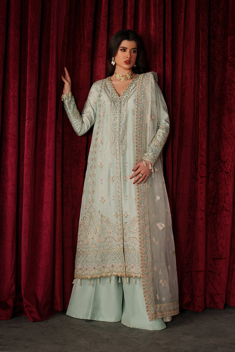 Emaan Adeel Verve Embroidered Raw Silk Unstitched 3Pc Suit - VENEZIA