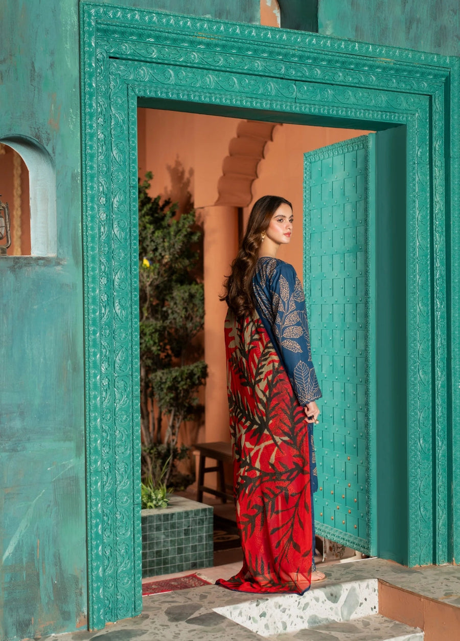 Feathers Dusky Delights Unstitched Digital Printed Lawn 3Pc Suit VEORA-FT450