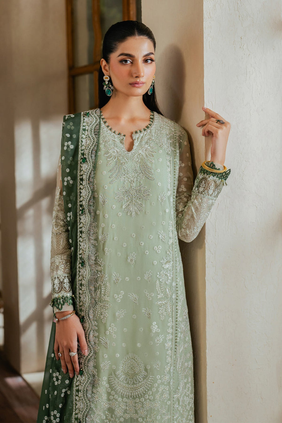 Xenia Formals Niran Embroidered Chiffon Unstitched 3Pc Suit XF-02 VERDURA