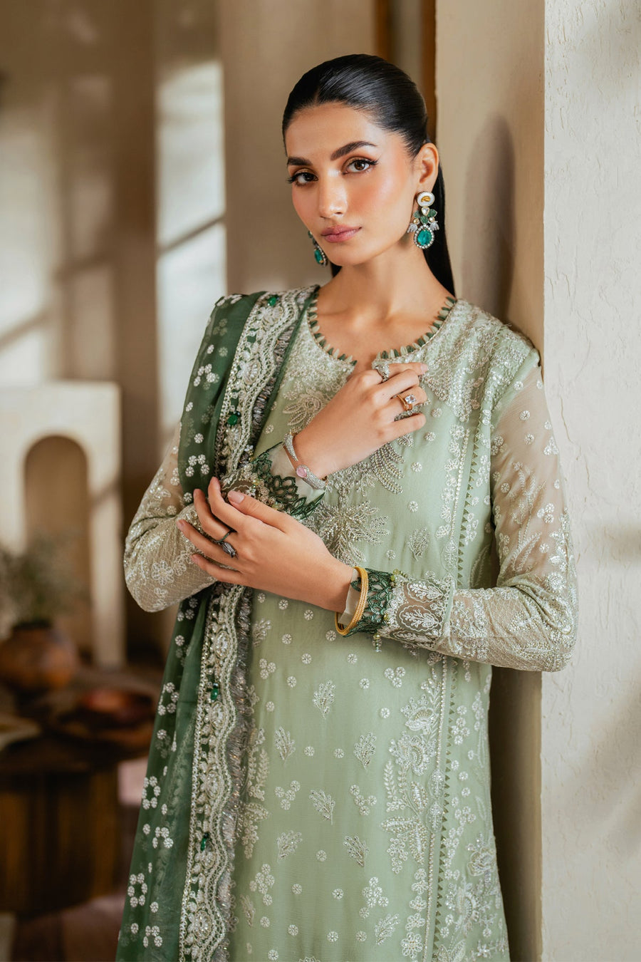Xenia Formals Niran Embroidered Chiffon Unstitched 3Pc Suit XF-02 VERDURA