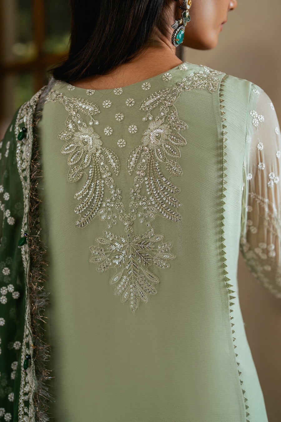 Xenia Formals Niran Embroidered Chiffon Unstitched 3Pc Suit XF-02 VERDURA